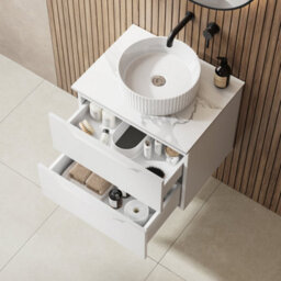 Affine 600mm Countertop Bathroom Vanity Unit Basin Wall Hung Furniture Soft Close White - thumbnail 4