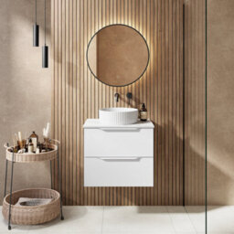 Affine 600mm Countertop Bathroom Vanity Unit Basin Wall Hung Furniture Soft Close White - thumbnail 2