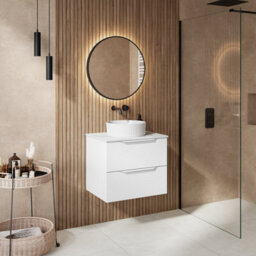 Affine 600mm Countertop Bathroom Vanity Unit Basin Wall Hung Furniture Soft Close White - thumbnail 3