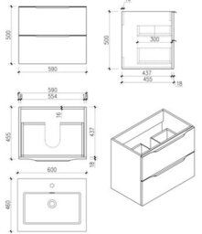 Affine 600mm Countertop Bathroom Vanity Unit Basin Wall Hung Furniture Soft Close White - thumbnail 8