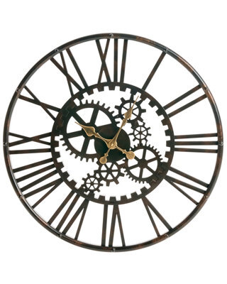 Wyld And Coco Novatime 60Cm Wall Clock Black Open Gear With Roman Numerals - image 1