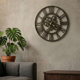 Wyld And Coco Novatime 60Cm Wall Clock Black Open Gear With Roman Numerals - thumbnail 2