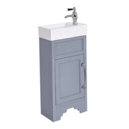 Homestylestore Light Grey 400mm Bathroom Vanity Unit With Basin And Chrome T Bar Handles