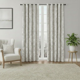 Crushed Velvet Eyelet Curtains Luxurious Finish For Contemporary Homes Cream - thumbnail 1