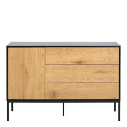 Wyld Haus El Paso Black Metal & Wild Oak Veneer 1 Door 3 Drawer Small Sideboard - thumbnail 4