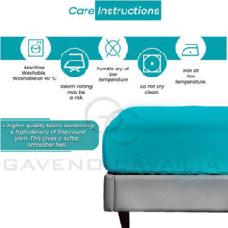 Gc Gaveno Cavailia Percale Deep Fitted Sheet Super King Teal Extra Deep Pocket 16 Inch (40 Cm) - thumbnail 4