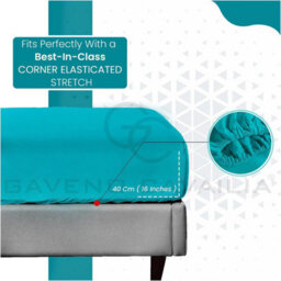 Gc Gaveno Cavailia Percale Deep Fitted Sheet Super King Teal Extra Deep Pocket 16 Inch (40 Cm) - thumbnail 5