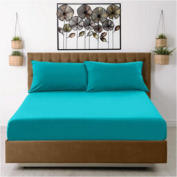 Gc Gaveno Cavailia Percale Deep Fitted Sheet Super King Teal Extra Deep Pocket 16 Inch (40 Cm)