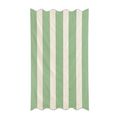 Allure Bath Fashions Large Scalloped Striped Beach Towel - Green - image 1