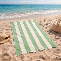 Allure Bath Fashions Large Scalloped Striped Beach Towel - Green - thumbnail 6