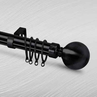Bedlooms Matte Black Metal Curtain Pole 28 mm- Extendable Durable Rod 160-300 Cm Plain Ball Finish 60mm - image 1
