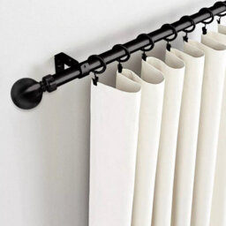 Bedlooms Matte Black Metal Curtain Pole 28 mm- Extendable Durable Rod 160-300 Cm Plain Ball Finish 60mm - thumbnail 3