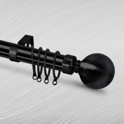 Bedlooms Matte Black Metal Curtain Pole 28 mm- Extendable Durable Rod 160-300 Cm Plain Ball Finish 60mm - thumbnail 1