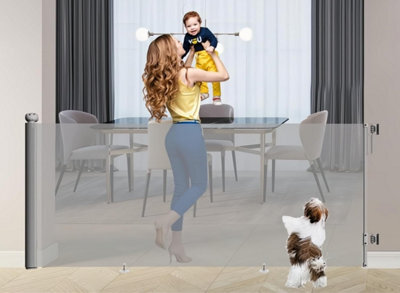 Start and Drive S&d Retractable Baby Gate, Extra Wide Up To 250Cm, Foldable Stair Safety Barrier For Babies, Pets & Dogs, Extendable Gate (White) - image 1