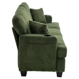 Living And Home 3-Seater Green Chenille Upholstered Sectional Sofa With Pillows - thumbnail 3