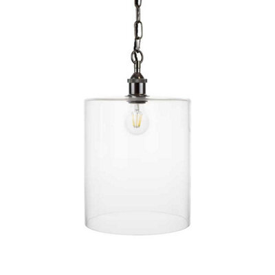 Lowell Grand Clear Large Glass Cylinder Pendant Light - Black Nickel - Se Home - image 1