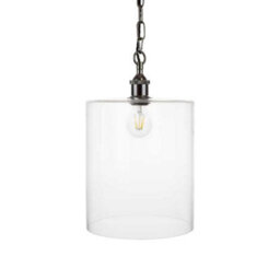 Lowell Grand Clear Large Glass Cylinder Pendant Light - Black Nickel - Se Home - thumbnail 1