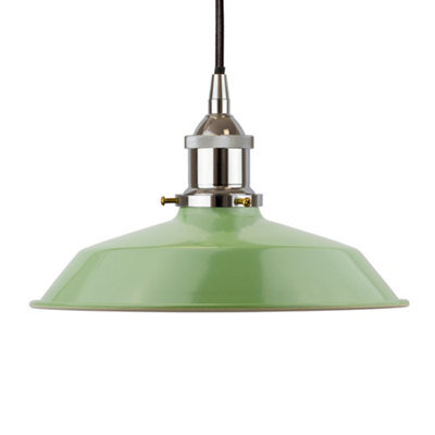 Mint Green Small Trinity Metal Painted Dome Pendant Light With Nickle Lamp Holder And Black Round Cable - Se Home - image 1