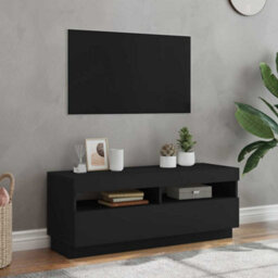 Berkfield Modern Tv Cabinet With Led Lights Black 100X35X40 Cm - thumbnail 2