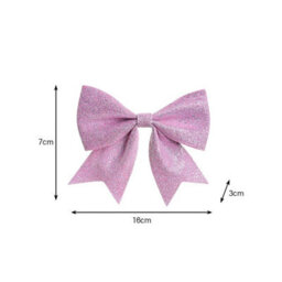Melody Maison Set Of 4 Pink Glitter Bows - Christmas Tree Decoration - thumbnail 6