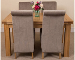 That's Furniture Richmond 140Cm - 220Cm Oak Extending Dining Table And 4 Chairs Dining Set With Montana Grey Fabric Chairs - thumbnail 2