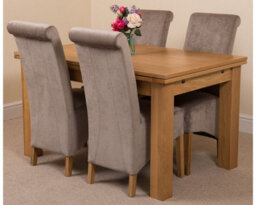 That's Furniture Richmond 140Cm - 220Cm Oak Extending Dining Table And 4 Chairs Dining Set With Montana Grey Fabric Chairs - thumbnail 1