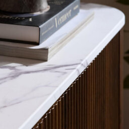 Birlea Kagu 2 Door Sideboard Fluted Ribbed Walnut & Marble Effect - thumbnail 5