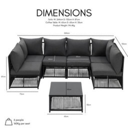 Home Detail Remi Grey 6 Seater Modular Rope Garden Sofa Set - thumbnail 2