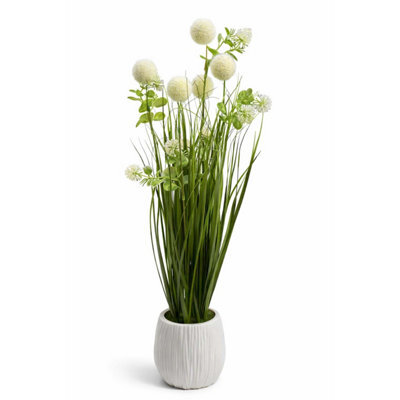 Crystals 50Cm Modern Faux Artificial  Plants In Pot Silk Artificial White Foam Ball Plant - image 1