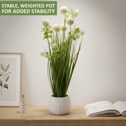 Crystals 50Cm Modern Faux Artificial  Plants In Pot Silk Artificial White Foam Ball Plant - thumbnail 4
