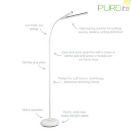 Purelite Natural Daylight Floor Lamp - 2 Lights For Extra Power With 4 Brightness Settings For Reading & Crafts - thumbnail 4