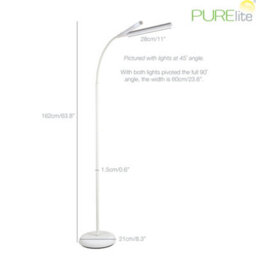 Purelite Natural Daylight Floor Lamp - 2 Lights For Extra Power With 4 Brightness Settings For Reading & Crafts - thumbnail 5