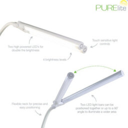 Purelite Natural Daylight Floor Lamp - 2 Lights For Extra Power With 4 Brightness Settings For Reading & Crafts - thumbnail 3