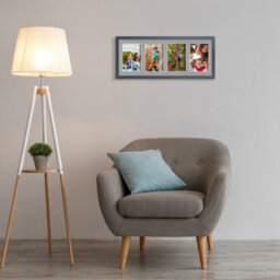 AK Frames 50X20Cm Dark Grey Sleek Multi Photo Frame With Silver Mount - Holds 4 Apertures (4X) 6X4 Photos - thumbnail 3