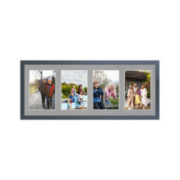AK Frames 50X20Cm Dark Grey Sleek Multi Photo Frame With Silver Mount - Holds 4 Apertures (4X) 6X4 Photos - thumbnail 1