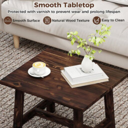 61X53X45Cm Solid Wood Side Table Brown Sturdy Legs For Indoor Outdoor Use - thumbnail 4