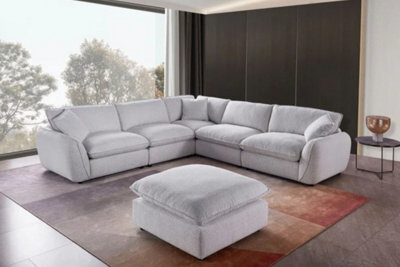 Stratus Interiors Berlin Comfy Jumbo Sofa - Modern Deep-Seated Fabric Sofa With Full Back Cushions - Corner Sofa