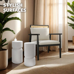Tectake Bedside Nightstand Amine Set Of 2 - Weatherproof Side Tables, 15 Kg Capacity - White - thumbnail 4
