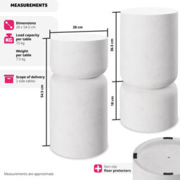 Tectake Bedside Nightstand Amine Set Of 2 - Weatherproof Side Tables, 15 Kg Capacity - White - thumbnail 6