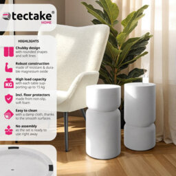 Tectake Bedside Nightstand Amine Set Of 2 - Weatherproof Side Tables, 15 Kg Capacity - White - thumbnail 2