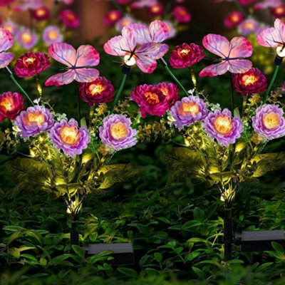 2 Pack Solar Powered Flower Lights Outdoor Garden Lawn Ornaments Purple Led 70Cm - image 1