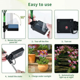 2 Pack Solar Powered Flower Lights Outdoor Garden Lawn Ornaments Purple Led 70Cm - thumbnail 3