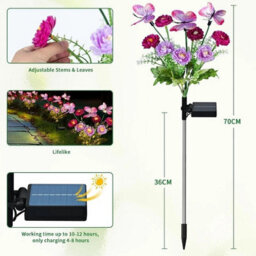 2 Pack Solar Powered Flower Lights Outdoor Garden Lawn Ornaments Purple Led 70Cm - thumbnail 2