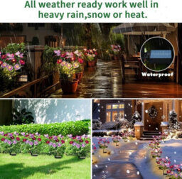 2 Pack Solar Powered Flower Lights Outdoor Garden Lawn Ornaments Purple Led 70Cm - thumbnail 9