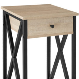 Tectake Bedside Table Dayton - Industrial Style, With 2 Shelves, Drawer, 35 X 35 X 70.5 Cm - Industrial Wood Light, Oak Sonoma - thumbnail 7
