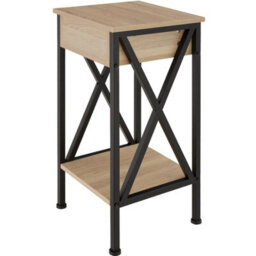 Tectake Bedside Table Dayton - Industrial Style, With 2 Shelves, Drawer, 35 X 35 X 70.5 Cm - Industrial Wood Light, Oak Sonoma - thumbnail 5