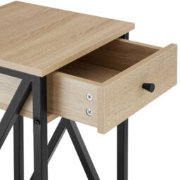 Tectake Bedside Table Dayton - Industrial Style, With 2 Shelves, Drawer, 35 X 35 X 70.5 Cm - Industrial Wood Light, Oak Sonoma - thumbnail 4
