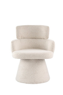 Fmd Furniture Zuno Oatmeal Sculpted Swivel Dining Chair With Curved Arms - image 1