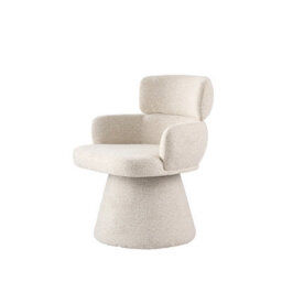 Fmd Furniture Zuno Oatmeal Sculpted Swivel Dining Chair With Curved Arms - thumbnail 5