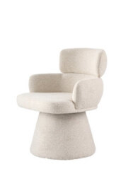 Fmd Furniture Zuno Oatmeal Sculpted Swivel Dining Chair With Curved Arms - thumbnail 4